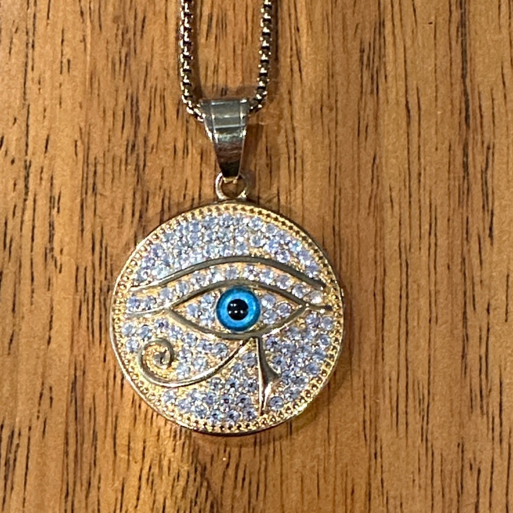 Gold and Silver Eye Pendant Necklace